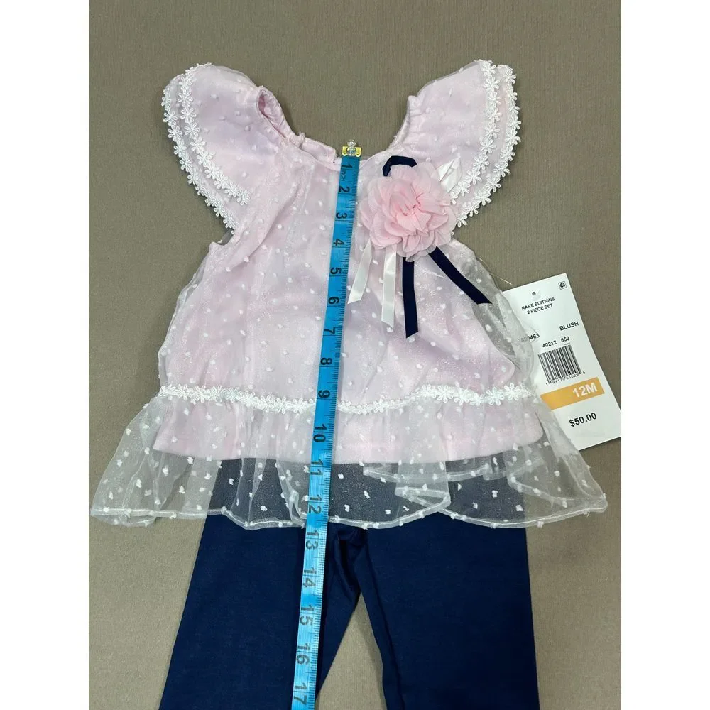 Rare Editions Baby Girls Dot‎ Organza Tunic and Leggings Set Size 12M